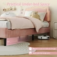 thumbnail image 5 of Twin Upholstered Smart LED Bed Frame with Adjustable Bear Headboard, Velvet Princess Platform, Pink, 5 of 8