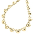thumbnail image 2 of 10K Yellow Gold Puffed Dome Heart Fancy Link 8.5mm Chain Statement Necklace 17", 2 of 6