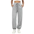 thumbnail image 2 of Karymi Running Shorts for Women Vertical Seam Jogger Sweatpants, Adjustable Drawstring Elastic Waist, Side Pockets, Elastic Ankle Cuffs Loose Fit Solid Trousers, 2 of 6