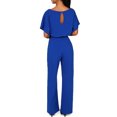 thumbnail image 4 of Womens Casual Short Sleeve Belted Jumpsuit Long Pants Back Keyhole Overall Romper Playsuit Plus Size S-3XL, 4 of 8