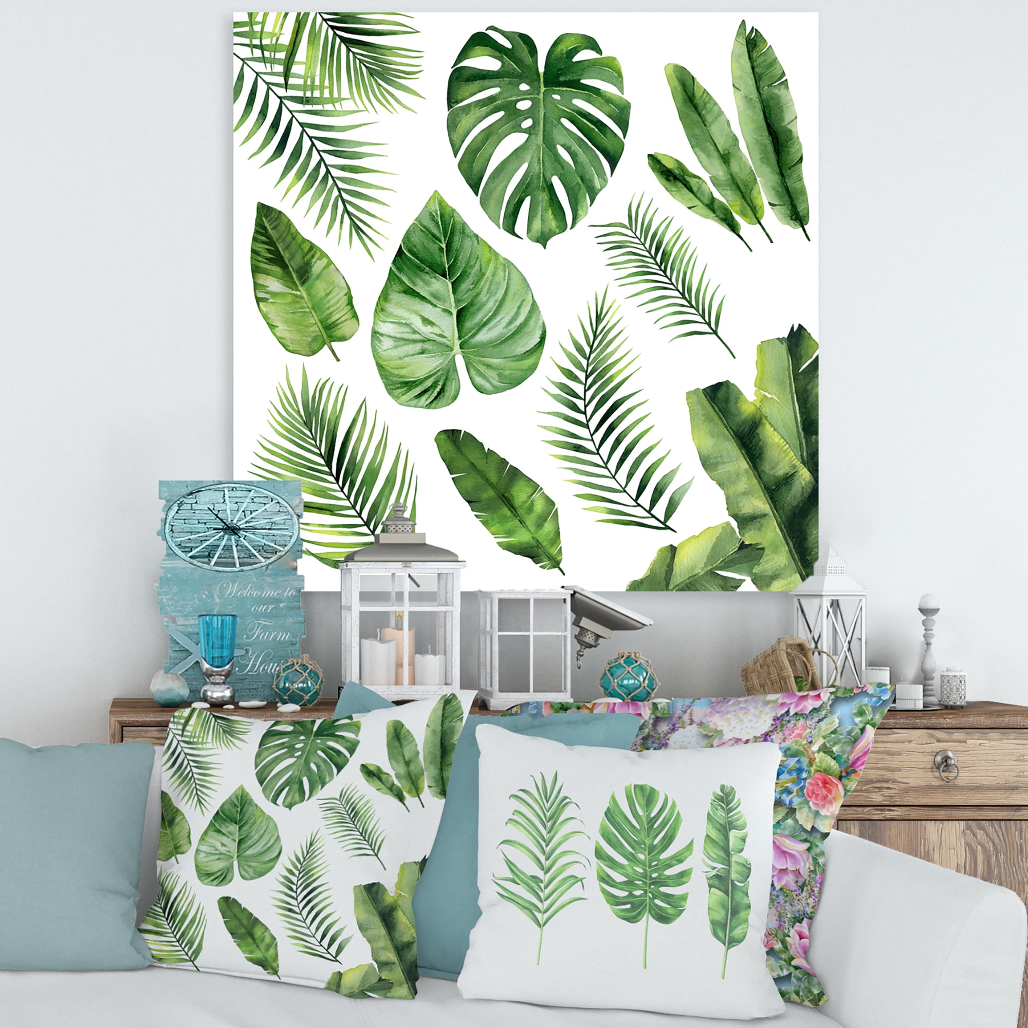 Designart ' Close Up Of Tropical Leaf Of Monstera V ' Farmhouse Canvas Wall Art Print