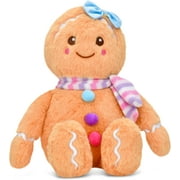 iscream Joyful Gingerbread Girl 15" x 10" Plush Embroidered Accent Holiday Pillow Buddy