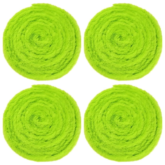 XMMSWDLA 4PC 1.5M Christmas Faux Fur Ribbon Trim Roll - Green Long Plush Fabric for DIY Xmas Tree Decor, Wreath Bows, Santa Claus Hair, Gnome Beard, Costume, Family Party Supplies