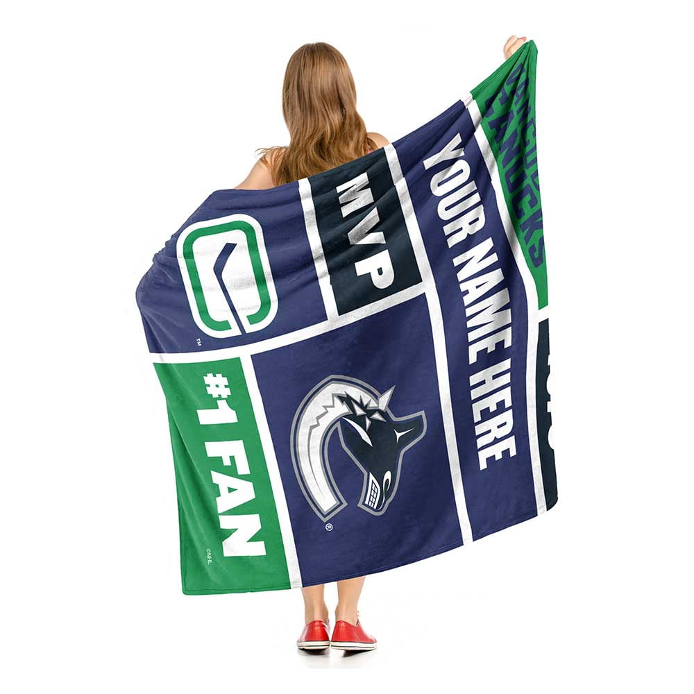 Vancouver Canucks NHL Colorblock Personalized Silk Touch Throw Blanket, 50" X 60"