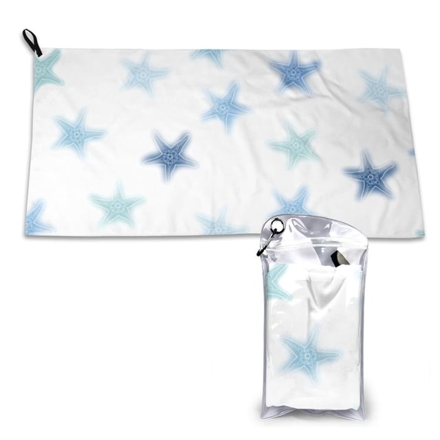 YFYANG Adulte Microfibre Voyage Portable Towel, Starfish Pattern Séchage Rapide Towel avec Sac de Randonnée Boucle PVC, 16 "x 31.5"