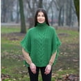 thumbnail image 3 of SAOL 100% Merino Wool Women's Aran Cable Knitted Poncho Irish Cape High Neck Sweater Made in Ireland, 3 of 4