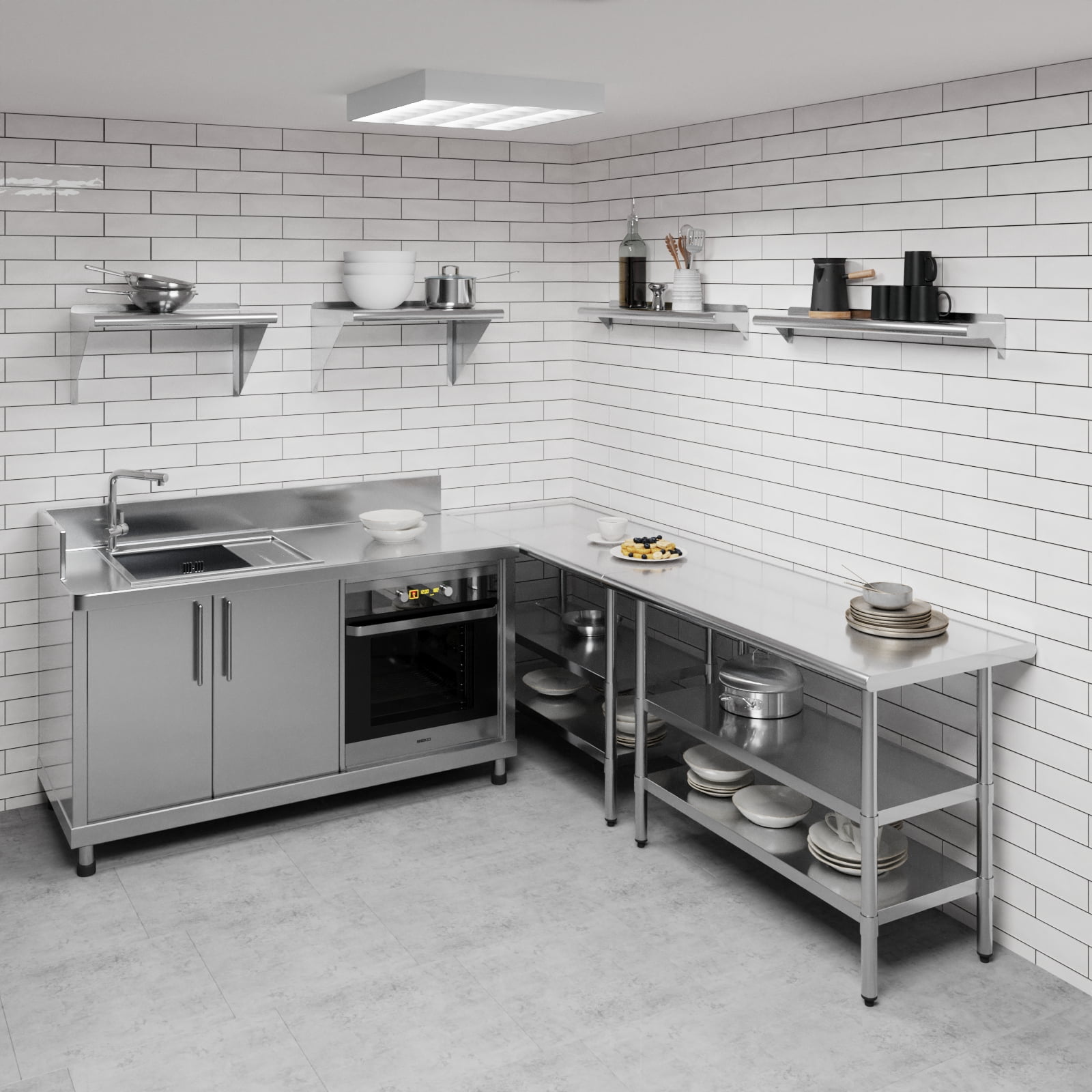 AmGood 6 in. x 36 in. Stainless Steel Wall Shelf | NSF Certified | Appliance & Equipment Metal Shelving | Kitchen, Restaurant, Garage, Laundry, Utility Room