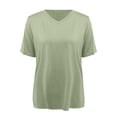 thumbnail image 5 of Comdrip Women's Oversized T Shirts, Women's Summer V Neck Loose Short Sleeved Shirt with Slit Tees for Women Green M, 5 of 6