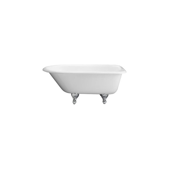 Roll Top Tub - 40 Gallon Cast Iron Bathtub - White Porcelain Interior - Includes Feet