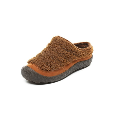 

Rockomi Kids Girls Warm Shoes Soft Plush Fleece Fuzzy Slipper Cozy Slippers Children Breathable Casual Clogs Lightweight Comfort Brown 4.5Y