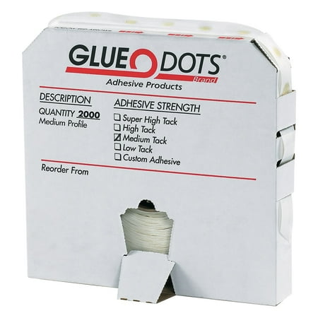 UPC: 0848109016238 | Glue Dots Medium Tack Glue Dots Medium Profile 1/2 Clear 2000/Case GD114
