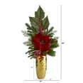 thumbnail image 4 of Nearly Natural 32" Poinsettia Berries Pine & Pinecone Arrangement in Gold/Red, 4 of 4