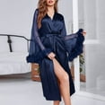 thumbnail image 2 of PEASKJP Women's Comfy Robes Cozy Warm Fuzzy Long Spa Robe for Women, Blue XL, 2 of 4