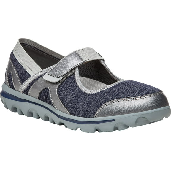 Propet Women's Onalee Mary Janes Blue Jersey Fabric EVA 6 X-Wide