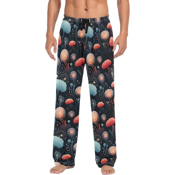 GZHJMY Cartoon Jellyfishes Men's Pajama Pants, Loose Lightweight PJs Lounge Sleep Bottoms with Pockets Drawstring, Pajama Bottoms for Home and Rest, Large
