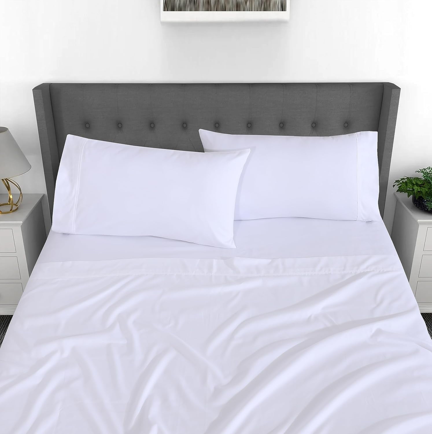 Ruvanti Full Size Sheets Set - Luxurious Silky Soft Microfiber Bedding - Cozy & Comfy - 15 inch Deep Pocket (Fits up to 17") Hotel Bed Sheets - 4 Pcs - White