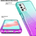 thumbnail image 2 of Nagebee Case for Samsung Galaxy A32 5G with [Built-in Screen Protector], Full-Body Shockproof Protective Bumper Cover, Support Wireless Charging, Impact Resist Durable Case (Glitter Aqua/Purple), 2 of 5