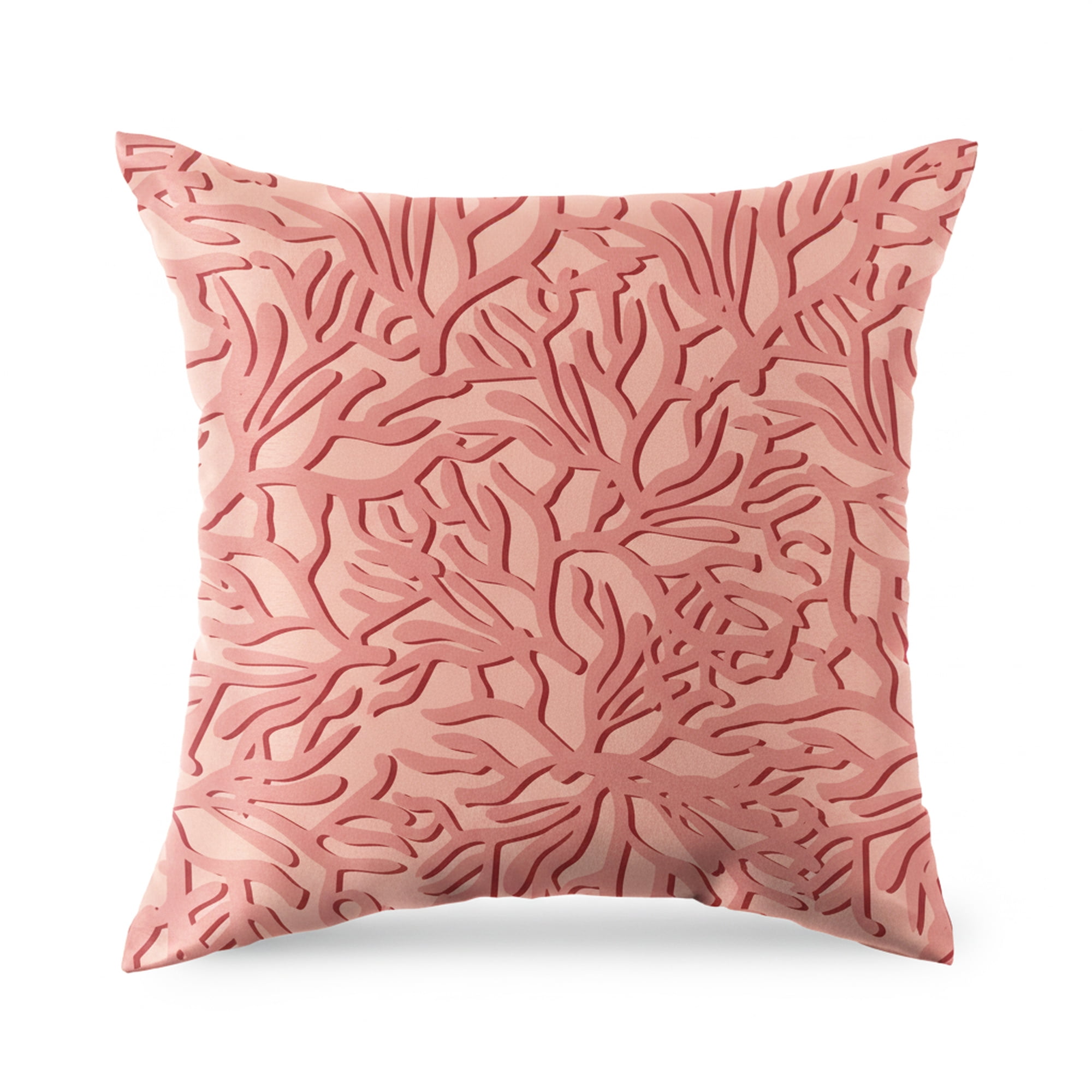 Mainstays 16 in x 16 in Coastal Crab Coral Outdoor Pillow, White