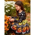 thumbnail image 3 of Lanbubble Girls Dresses Long Sleeve Butterlfy Printed Casual Twirly Dress 5-13 Years, 3 of 9
