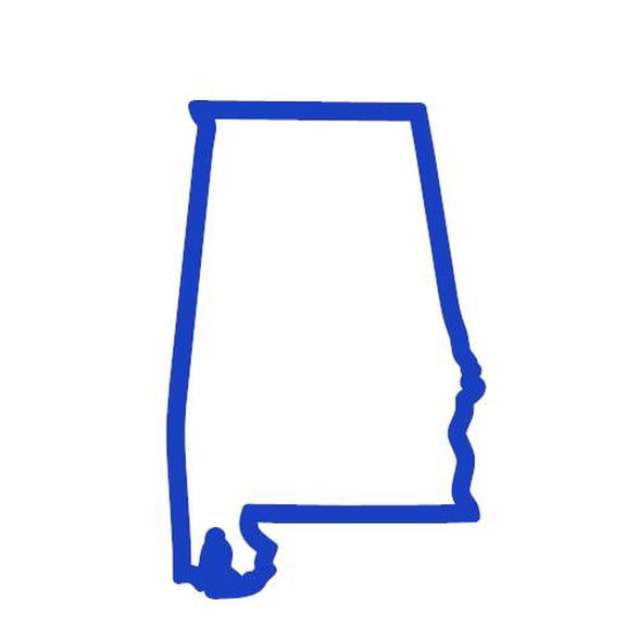 State Map Outline Alabama Vinyl Decal Sticker UV & Waterproof Bumper Window Laptop Automotive Water Bottle Gift accessories – BLUE 5"