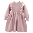 thumbnail image 2 of KYAIGUO Baby Girls Vintage Knit Sweater Dress for Fall Winter Warm Solid Color Girl Dresses Skirt Outfit, 2 of 8
