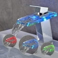 thumbnail image 1 of Basin Faucet With Rgb Led Waterfall Bathroom Mixer Tap With 3 Color Change Chrome Brass Glass Waterfall Faucet For Bathroom - Xc, 1 of 4