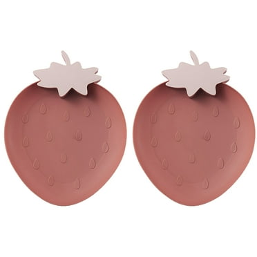 Strawberry Plastic Trays Snack Plates Kitchen Bowls,2 Pack Plastic Plates Serving Platters Food Tray Decorative Serving Trays for Candy,Fruits,Dessert,Salad Dish Home Wedding Party Platters