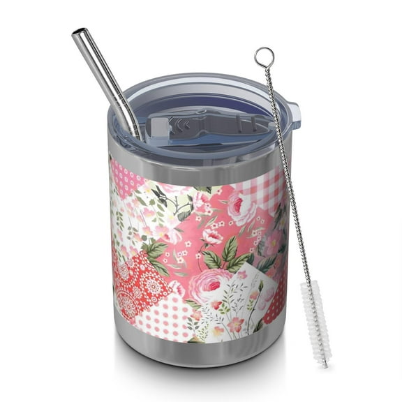 12oz Tumblers Pioneer Flower Vacuum Insulated Stainless Steel Travel Tumbler Cups Mug with Lid and Straw for Beer,Coffee,Beverages with Cleaning Brush for Cold & Hot Drinks