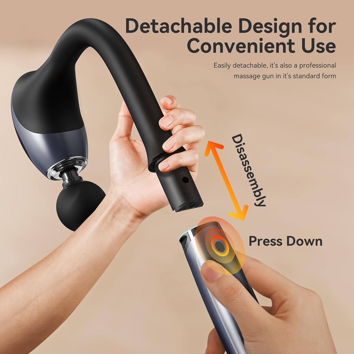 Massage Gun Deep Tissue Percussion Massager with 4 Heads, Quiet Brushless Motor & Ergonomic Design for Muscle Relief