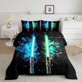 thumbnail image 2 of Erosebridal Blue Lightsaber Bedding Sets Queen with Comforter, Games Neon Light Sword Duvet Insert, Starry Sky Decor, 3pcs, 2 of 7