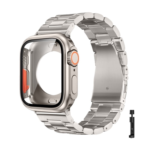 RoseOcean Stainless Steel Band   Full Cover Case Combo for Apple Watch Series 4-10 SE, 40/41/42/44/45/46mm