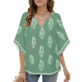 thumbnail image 4 of ChicHaven Women Blouses Dressy Casual 3/4 Sleeve Dressy Shirts Summer Fall V Neck Paisley Print Work Tops for Women Plus Size Tunics or Tops to Wear with Leggings Hide Belly Mint Green XL, 4 of 5
