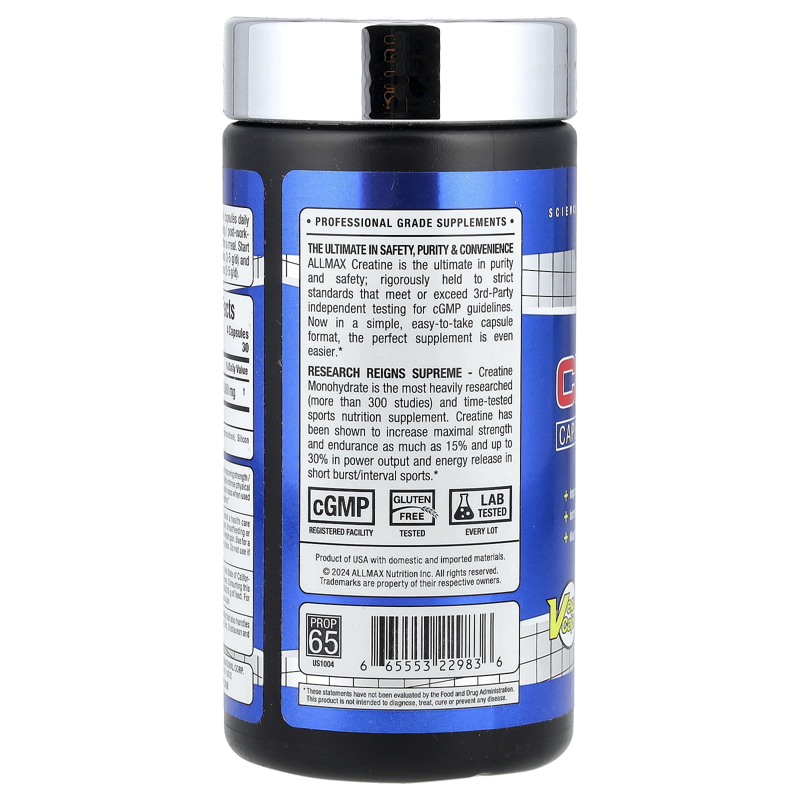 ALLMAX Creatine 3000, 120 Veggie Caps  (750 mg per Capsule)