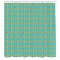 thumbnail image 3 of Yellow Damask Shower Curtain, Oriental Themed Geometric Tile Repeating Hexagon Pattern, Fabric Bathroom Set with Hooks, 69W X 84L Inches Extra Long, Turquoise Yellow and Brown, by Ambesonne, 3 of 3