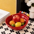 thumbnail image 1 of Decorative Ceramic Fruit Tray High Value Snack Tray for Living Room Tabletops & Dining Tables Cute Fruit Bowl with Built-In Forks, Red, JKODE, 1 of 6