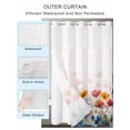 thumbnail image 2 of No Hook Shower Curtain with Snap in Liner Spring Floral Shower Curtain -Fabric Waterproof Inner Liner, Watercolor Red Orange Blue Flower Plant Shower Curtains Washable 54"x78", 2 of 9
