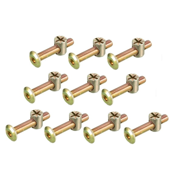 M6x35mm Furniture Bolt Nut Set Carbon Steel Zinc Plated 10 Sets