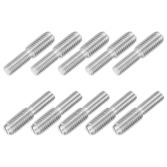 Uxcell 10Pcs Slotted Head M8x20 to M10x20 Double End Threaded Stud Screw Bolt, 40mm L