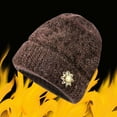 thumbnail image 2 of Xijirk Womens Soft Woolen Hat with Exquisite Floral Ornament Thick Warm Stylish Headwear for Daily Party Autumn Winter Wear,Coffee,One Size, 2 of 4