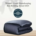 thumbnail image 3 of California Design Den Queen Size Duvet Cover - 400 Thread Count 100% Cotton, Hotel Quality Comforter Cover, Soft Sateen, Indigo Navy Blue, 3 of 8