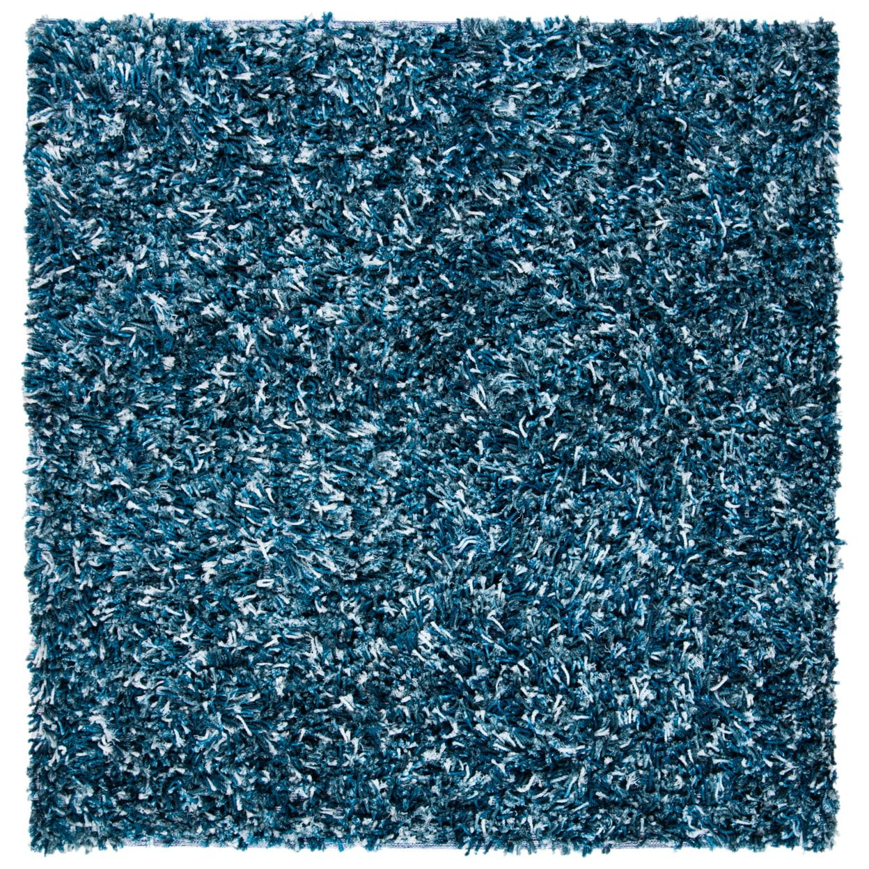 SAFAVIEH Rio Kynaston Solid Polyester Shag Area Rug, Navy/Ivory, 5' x 8'