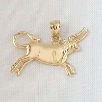 14K Yellow Gold BULL Pendant