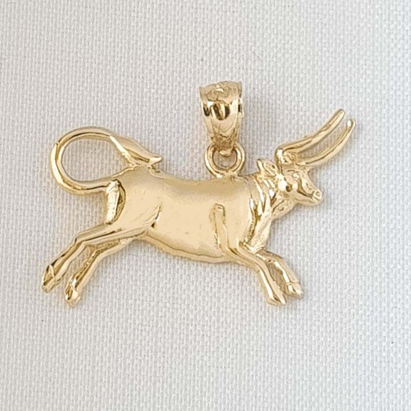 14K Yellow Gold BULL Pendant
