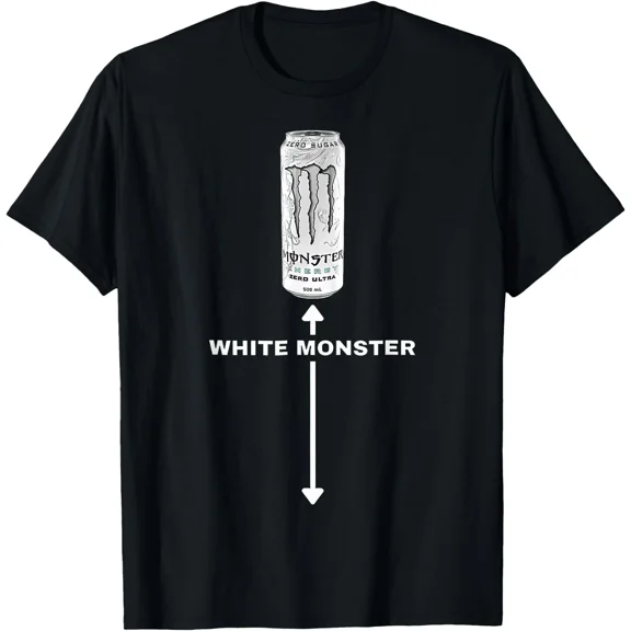 White Monster Funny Joke Man Friends Graphic Humor T-Shirt, for Men & Women, up to Size 5XL