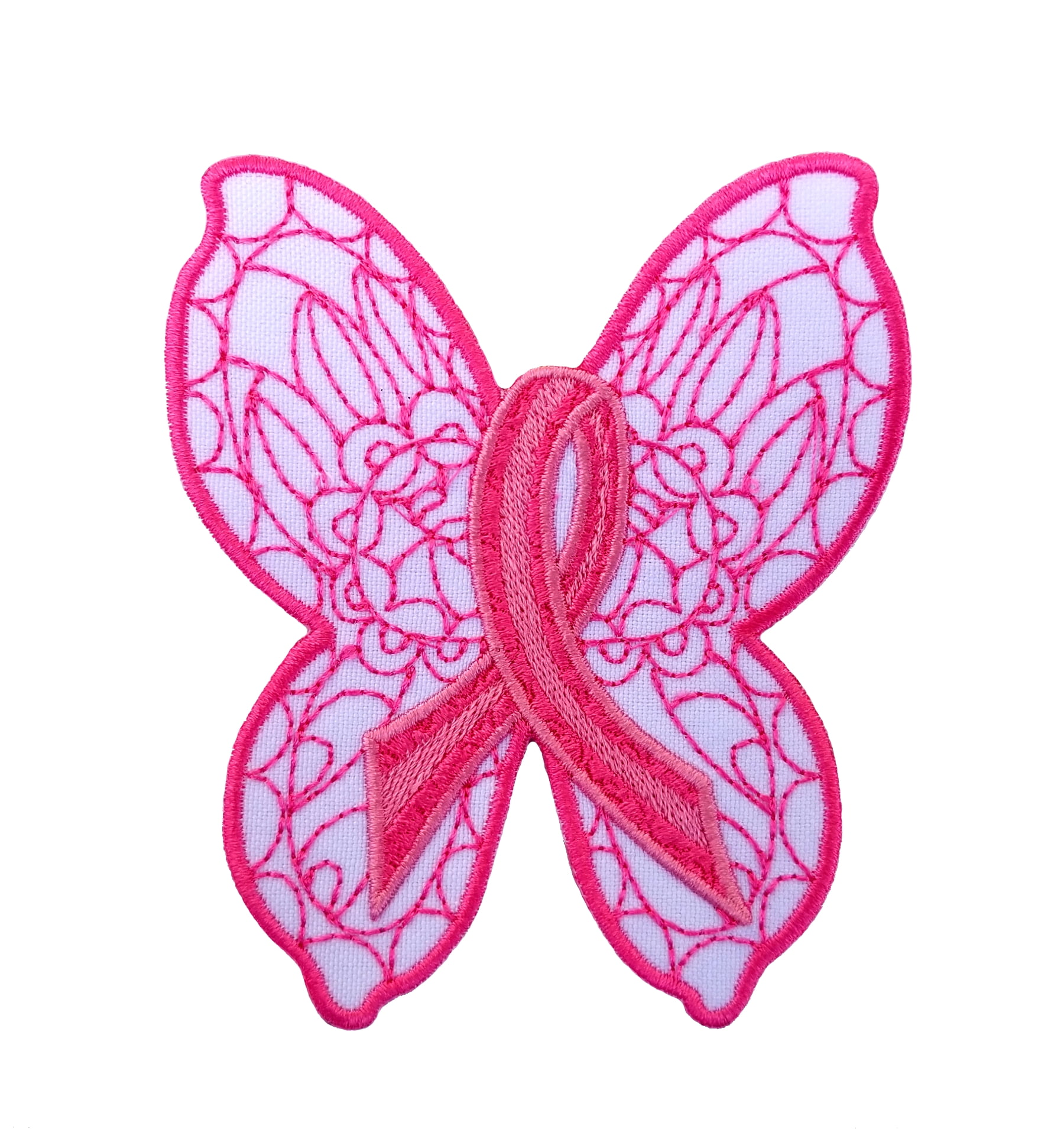 Breast cancer awareness butterfly embroidered sewiron on patch
