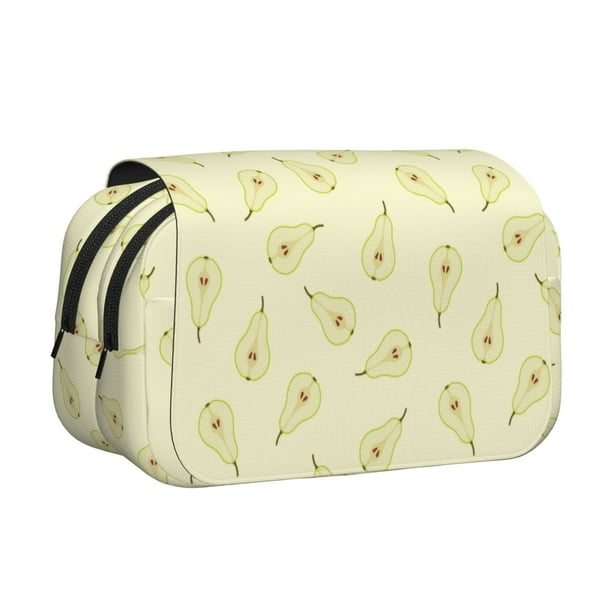 Disketp Green Pears Estuche de Lápices de Doble Capa con Tapa Abatible y Cremallera, Organizador Escolar para Adolescentes y Adultos