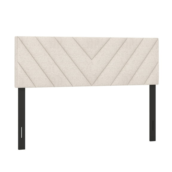 Gymax Linen Fabric Upholstered Headboard Rectangular Headboard w/ Solid Wood Legs