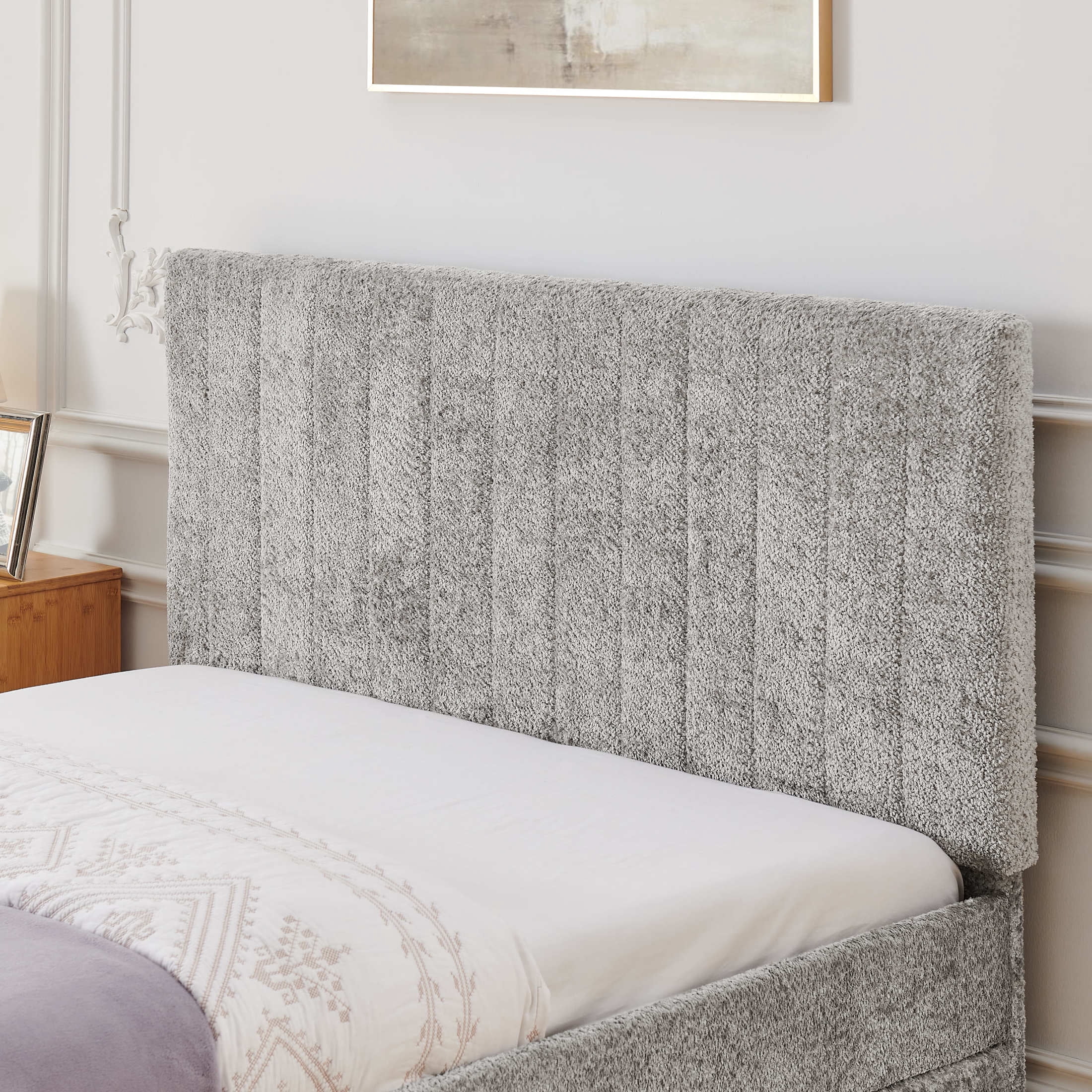 Noble House Fioren Full Size Chenille Upholstered Bed Frame, Space Saving Daybed with Hidden Trundle, Gray