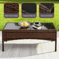 thumbnail image 2 of HOYOA 4PCS Patio Rattan Conversation Furniture Set Outdoor Brown/Blue Cushion, 2 of 6