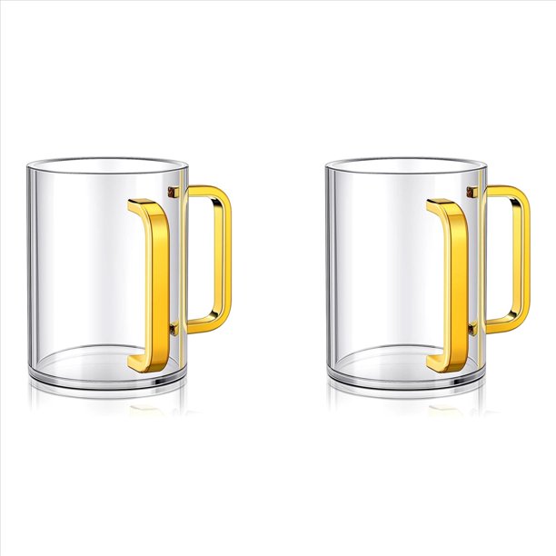 2X Vaso para Lavado de Manos con Dos Asas, de Acrílico Transparente de 5 Pulgadas, para el Ritual Judío de Netilat Yadayim.